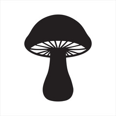 Forest Mushroom Silhouette Icon – Simple Nature Black Vector