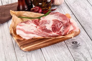 Raw pork shoulder for cooking