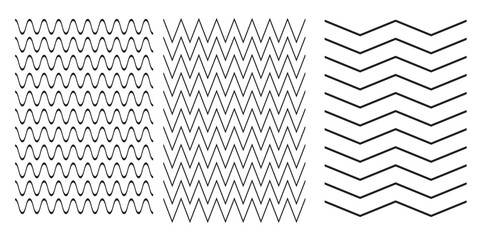 Waves line set. Wave ornament pattern. Set of wavy zigzag lines. Wave thin line background. Vector zigzag and wavy horizontal underline. Vector illustration  Eps 10