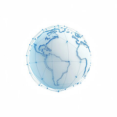 3D illustration of a globe showcasing connections and technology across continents.