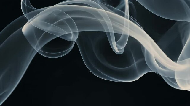 4K slow-motion footage of smoke or vapor gracefully moving and swirling in the air, creating a mysterious and ethereal atmosphere. Perfect for abstract, atmospheric, and artistic projects.