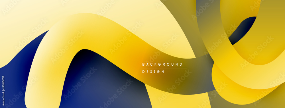 Leinwandbilder abstract fluid shapes, yellow plus navy hues. modern design, smooth gradients create dynamic composi