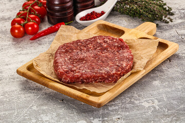 Raw beef burger cutlet for grill