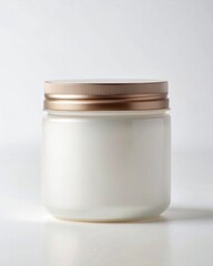 Elegant White Cosmetic Jar with Rose Gold Lid Perfect for Creams, Lotions, and Skincare Products
