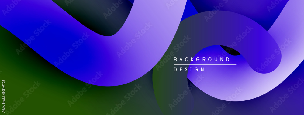 Poster abstract fluid shapes, vibrant blue gradients, modern design. minimalist composition, smooth transit