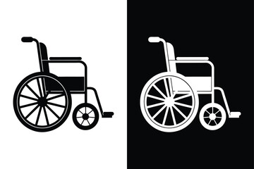 Fototapeta premium Wheelchair Silhouette Icon. Minimal Vector Illustration on White and Black