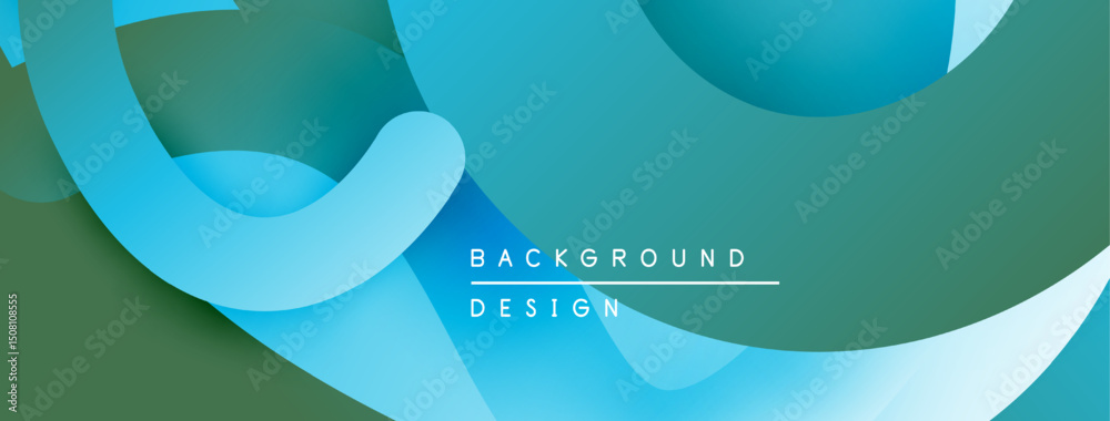 Fototapete abstract fluid shapes overlap, creating dynamic teal background. modern design evokes movement, dept