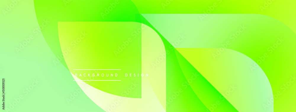 Aufkleber Abstract vibrant green background. Smooth flowing shapes create dynamic visual effect. Light gradients add depth, modern aesthetic.