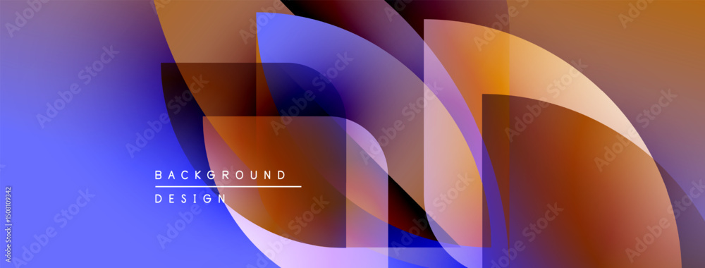 Fototapete abstract fluid shapes overlap, creating vibrant blue, orange gradients. modern design elements sugge