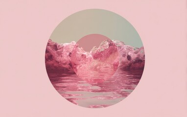 Abstract Pink Circle Landscape
