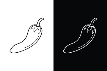 Chili Pepper Line Art. Black and White Vector of Vibrant Spicy Flavor