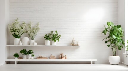 Empty room in white color with modern.generative.ai