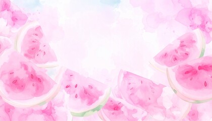 Watercolor illustration of a watermelon for a summertime background.