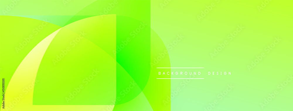 Poster Abstract green gradients overlap, creating dynamic visual effect. Light shades dominate composition, suggesting freshness.