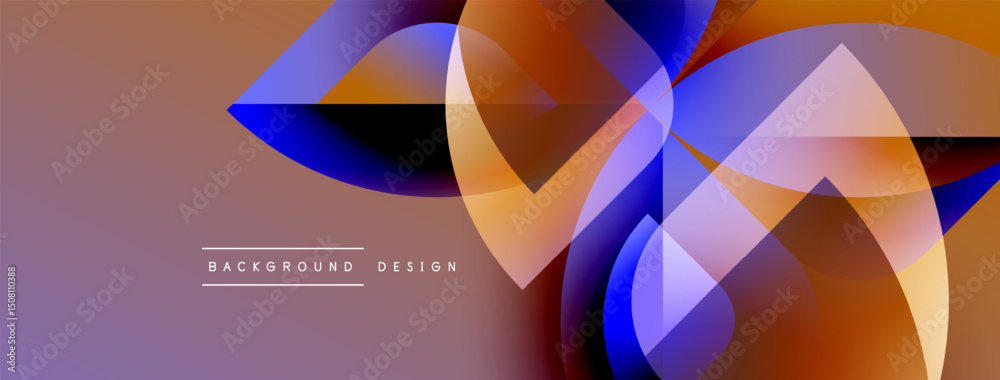 Poster Abstract floral design. Overlapping shapes create dynamic composition. Warm, cool colors blend seamlessly. Modern aesthetic.