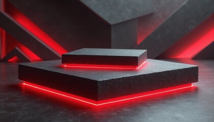 Red light round podium on black background for mock up, red, light, round, podium, black, background, mock up, stage