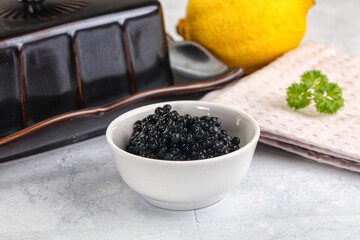 black sturgeon caviar in the bowl