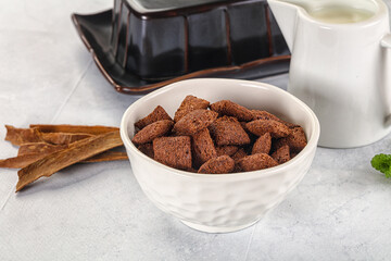 Dry sweet chocolate ceral flakes