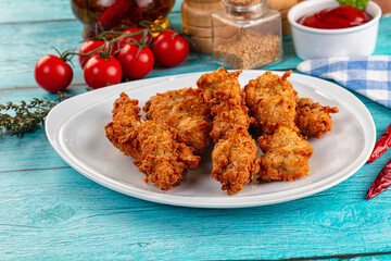 Golden crispy fried chicken strips