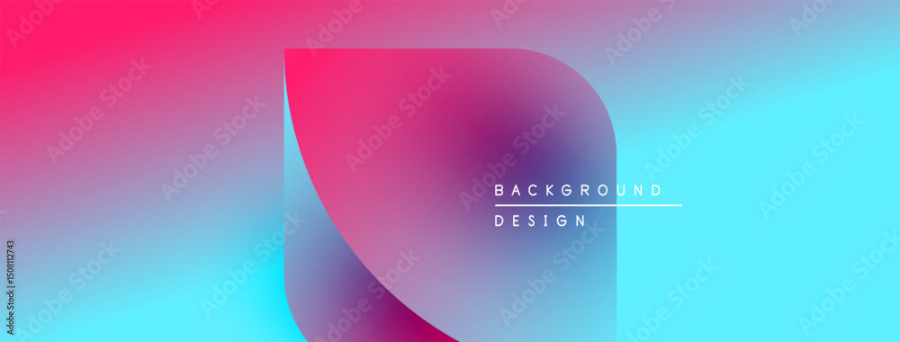 Poster abstract gradient background. vivid magenta, blue hues blend smoothly. minimalist design with text e