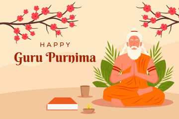 celebrate guru purnima background illustration in flat design