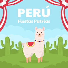 peru fiestas patrias illustration in flat design style