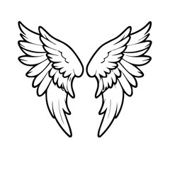 Fototapeta premium Angel wings graphic design displayed in a symmetrical pose against a plain white background. Artistic graphic design for website or social media use.