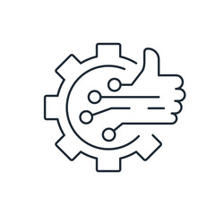 Digital technology. Effective use, application.Vector linear illustration icon isolated on white background.