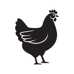 Chicken icon silhouette vector illustration on white background 