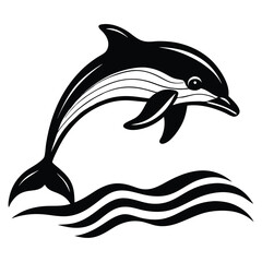 Obraz premium Dolphin silhouette logo black vector art illustration 