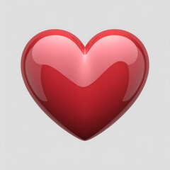 Glossy red heart symbol on a soft gray background for valentine's day and romantic concepts