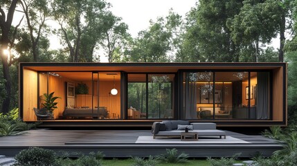 Container house with eco-friendly materials and smart technology,
