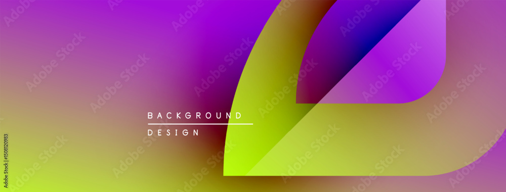 Poster Vibrant gradient background. Overlapping shapes create dynamic visual effect. Text reads background design. Modern aesthetic.