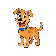 Cartoon Puppy with Spots, Blue Collar, and Cheerful Expression on White