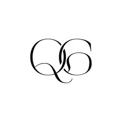 QG monogram logo design letter text name symbol monochrome logotype alphabet character simple logo
