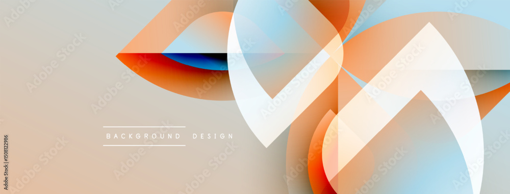Leinwandbilder Abstract flowing lines, soft colors, modern design. Overlapping shapes create dynamic visual texture. Beige background provides neutral canvas.