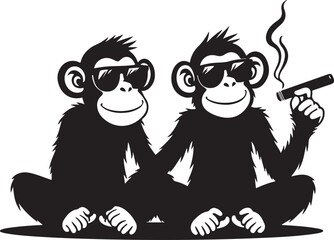 Cool Smoking Monkey Silhouettes