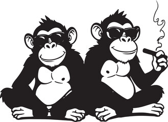 Cool Smoking Monkey Silhouettes