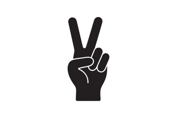 Obraz premium Victory sign silhouette vector art illustration on white background