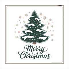 Simple Classic Merry Christmas Greeting Card Design.