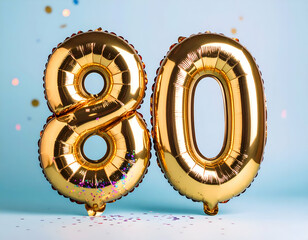 Golden Number 80 Balloons  Celebrating an 80th Birthday or Anniversary