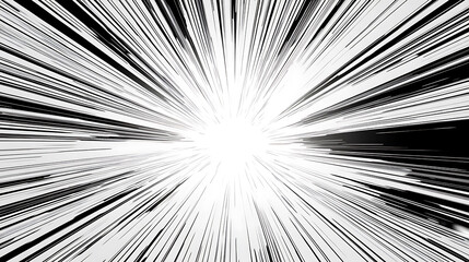 Obraz premium Black and white speed lines explosion graphic design effect expressing speed and motion hyper speed background anime comic
