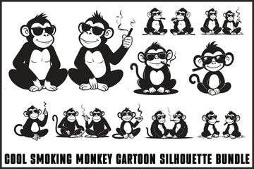 Cool Smoking Monkey Silhouettes