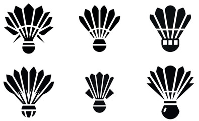 Vector Set of Black and White Badminton Shuttlecocks