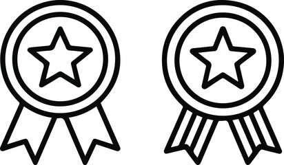 Outline Award Badge Icons with Star – Achievement and Quality Symbol Vector Set