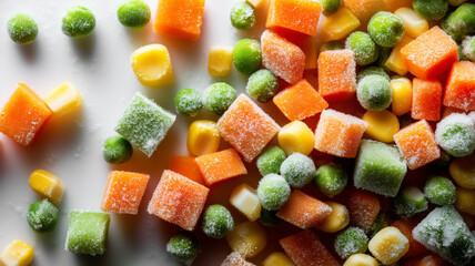 冷凍ミックス野菜の高解像ディテール