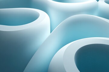Futuristic 3d soft maze with abstract rounded tubes and dynamic shadows