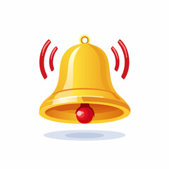 Alerting Icon: An eye-level capture of a classic golden bell, a symbol of announcements or notifications, emits resonating waves to draw attention.