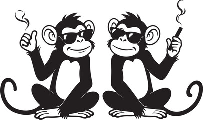 Cool Smoking Monkey Silhouettes