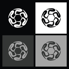 Elegant Black and White Radial Icon for Logos and Web Interfaces – High-Quality Vector Design Ideal for Branding and Minimalist Themes